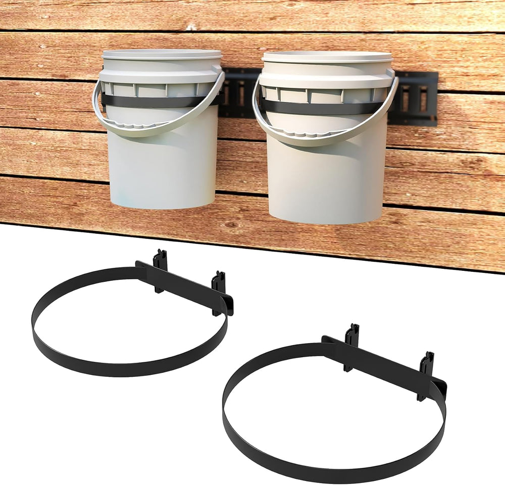 lesolar 2 Pcs E Track 5 Gallon Bucket Holder, Wall Mounted Bucket Hanger