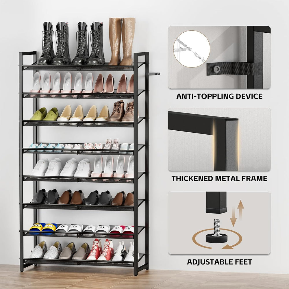 Shoe Rack, 8-Tier Metal Shoe Organizer, Tall Shoe Rack for Closet,entryway,Ga...