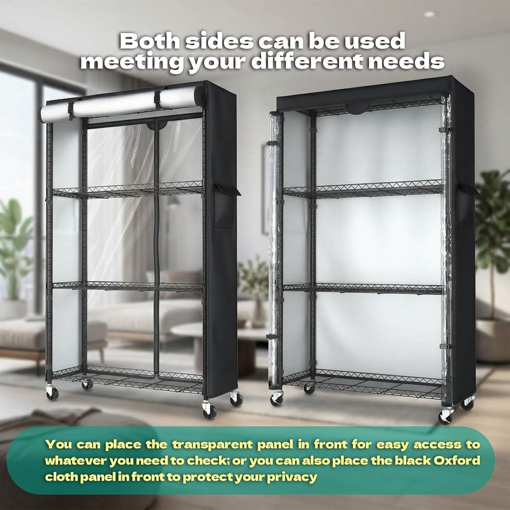 Storage Shelves with Cover & Wheels, 36" W x 14" D x 63" H
