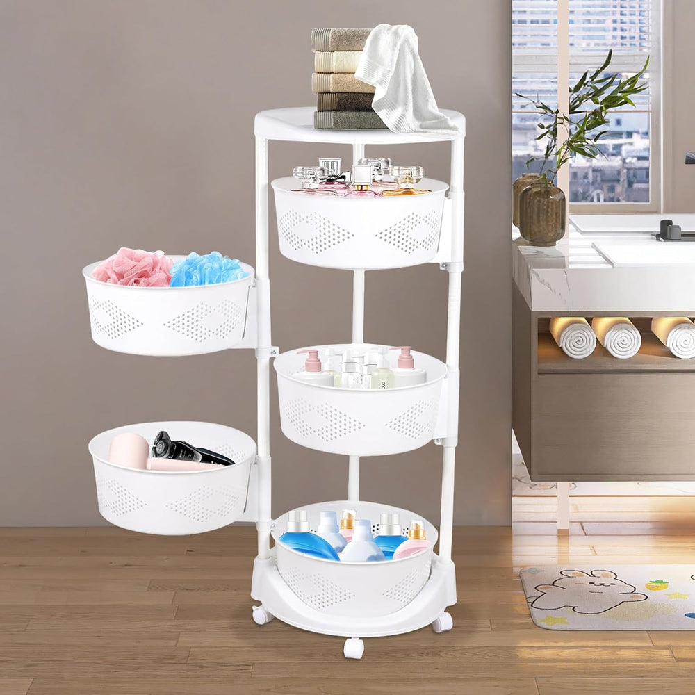 5 Tier Round Rotating Multi-Layer Kitchen Storage Shelf, Fruit Vegetable Stor...
