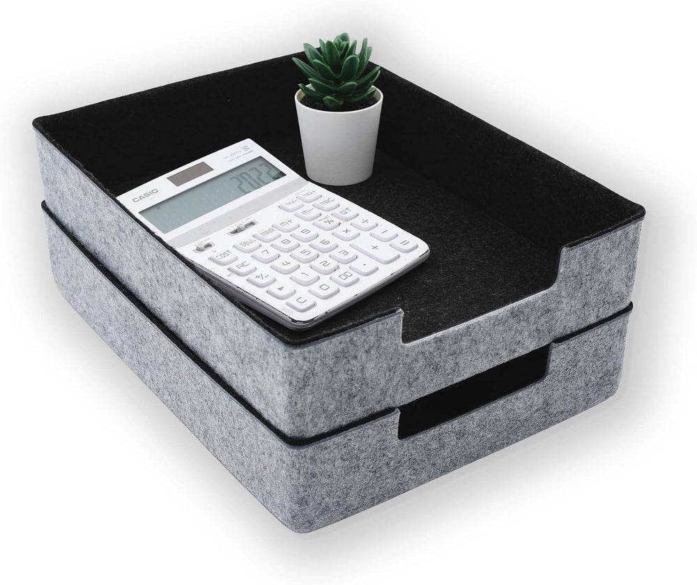 Welaxy Felt Desk Drawer Organizer Trays Charcoal Stackable File Organizer