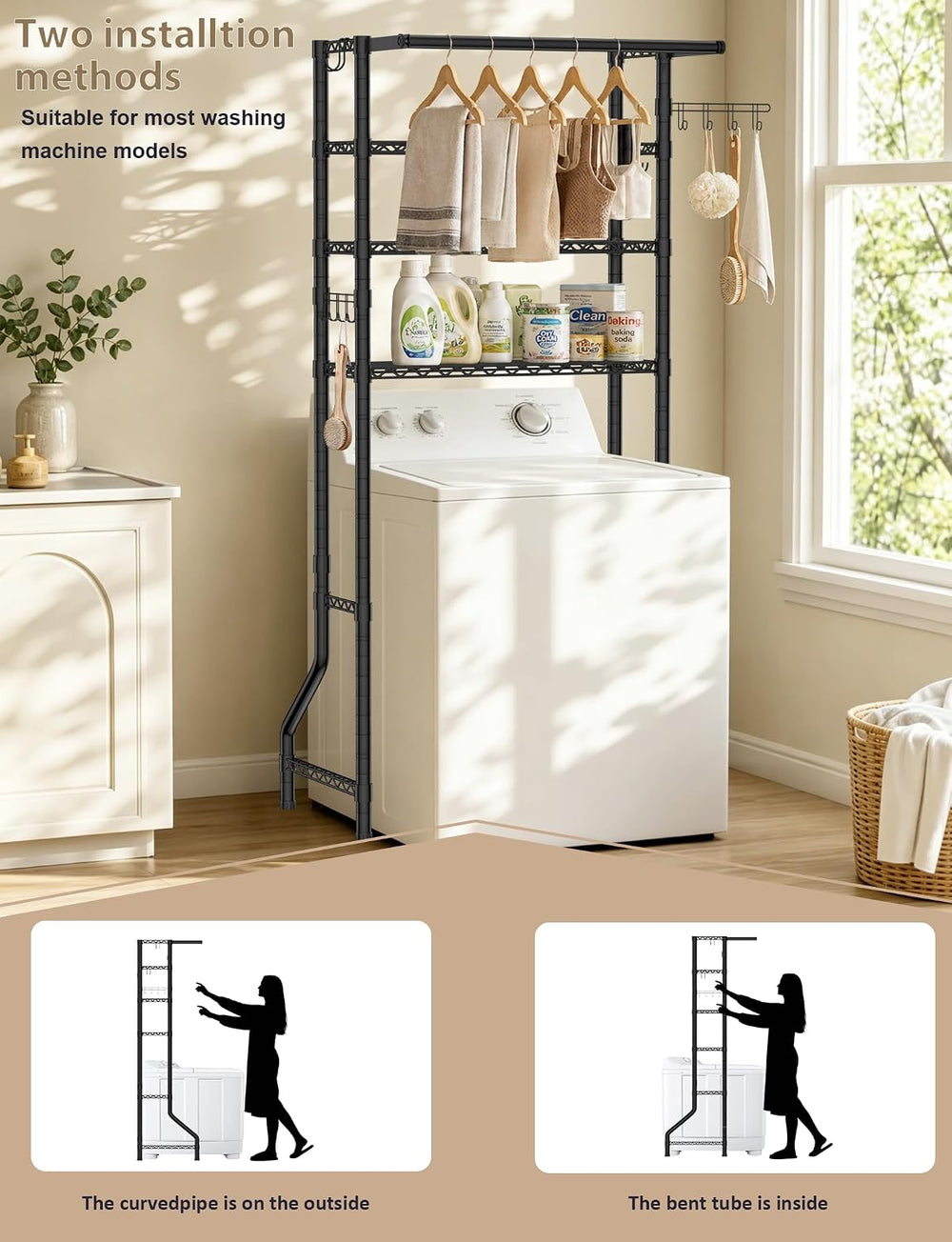 Over Washer and Dryer Shelves, 3 Tiers Heavy Duty Laundry Room Shelf