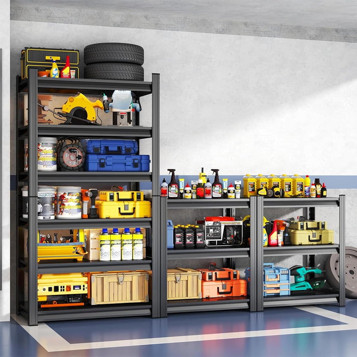 20" D Shelves for Garage Storage, 45" W Metal Garage Shelving Heavy Duty, 4 Shelf Adjustable Steel Standing Shelf Units for Basement, Industrial, Shop, Pantry, Warehouse, Kitchen, Black
