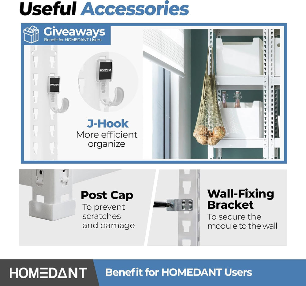 HOMEDANT White 28" W 5 Tier Storage Shelves Garage Shelving Unit Metal
