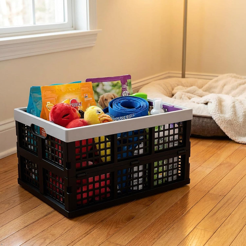 Kekow 30 L Black Plastic Collapsible Storage Basket, 3-Pack