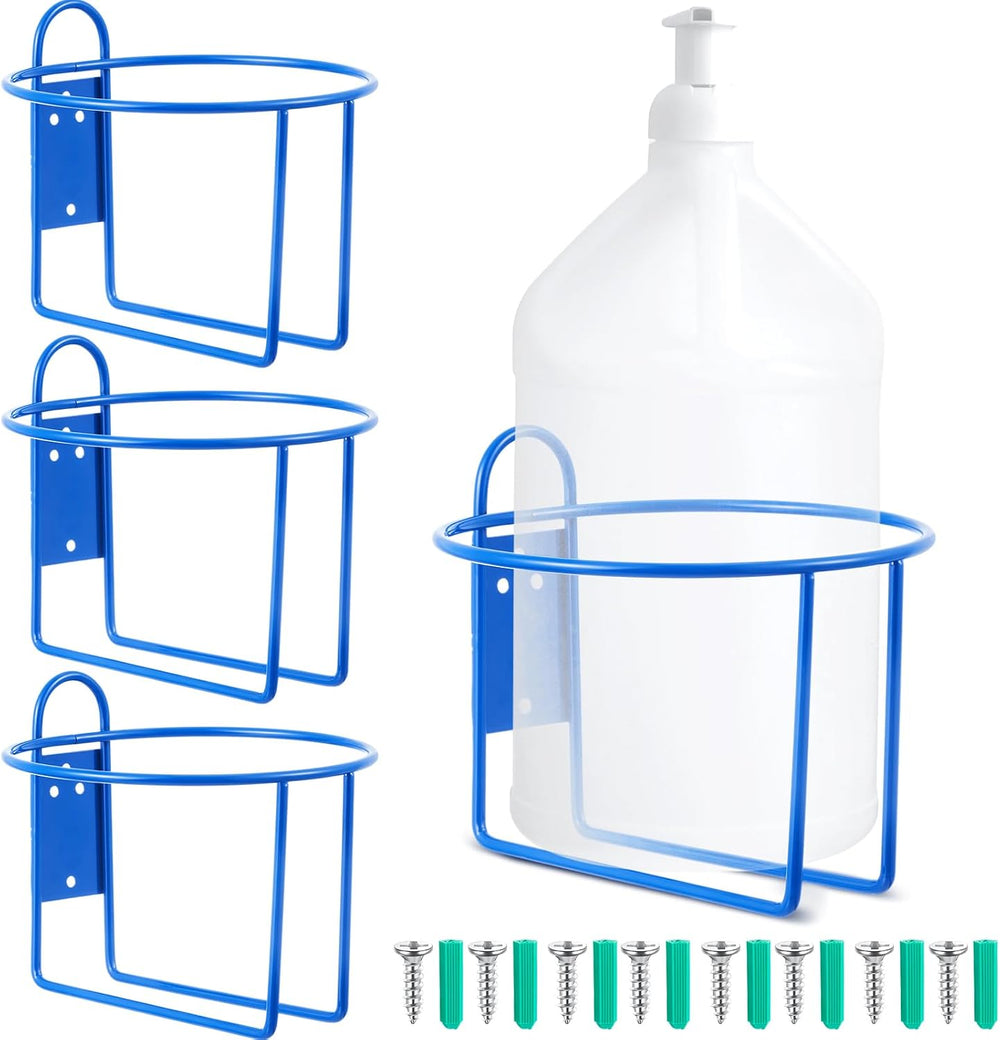 Hicarer 4 Pcs One Gallon Jug Storage Rack Wall Mounted Heavy Duty, Blue