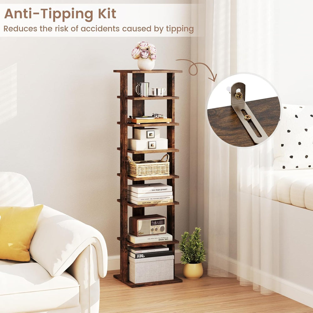 Tangkula 8-Tier Vertical Shoe Rack, Space-Saving Corner Shoe Organizer for 7 ...