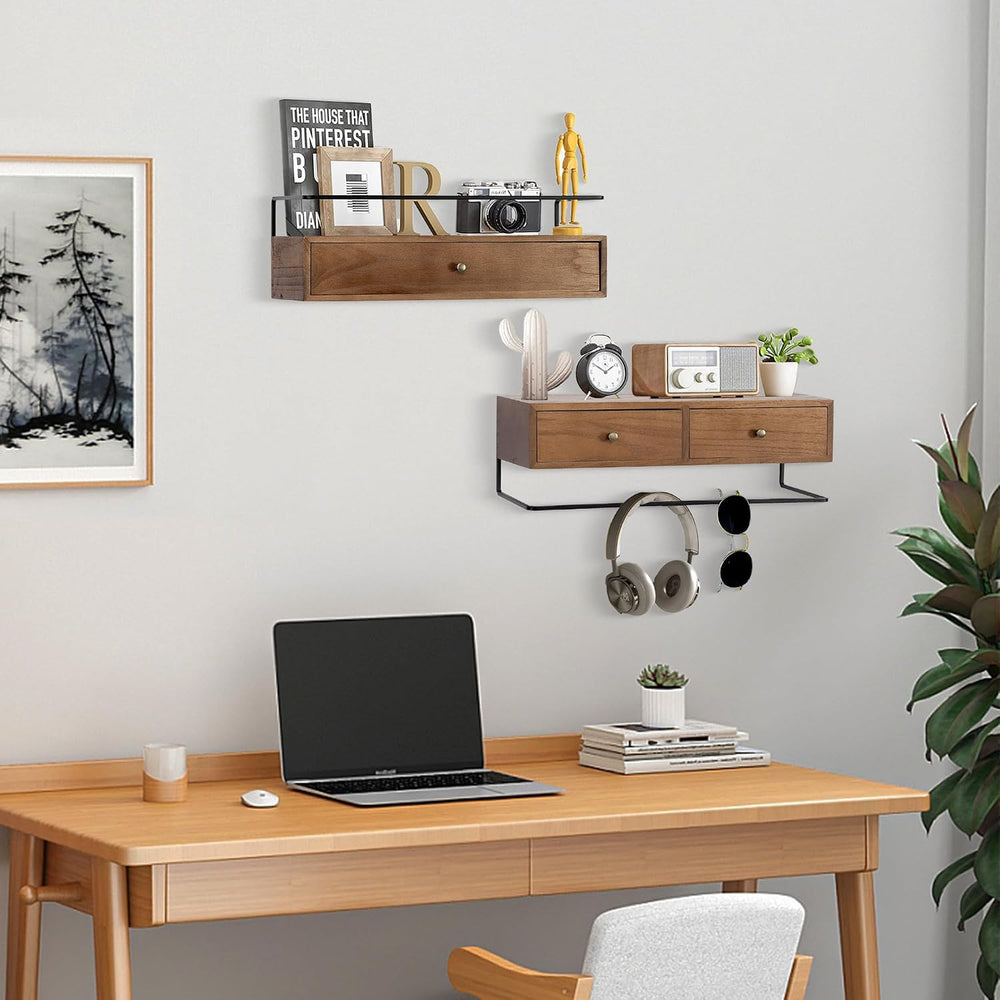 Floating Shelves for Wall Storage, Wall Mounted Bathroom Shelf with Drawers S...
