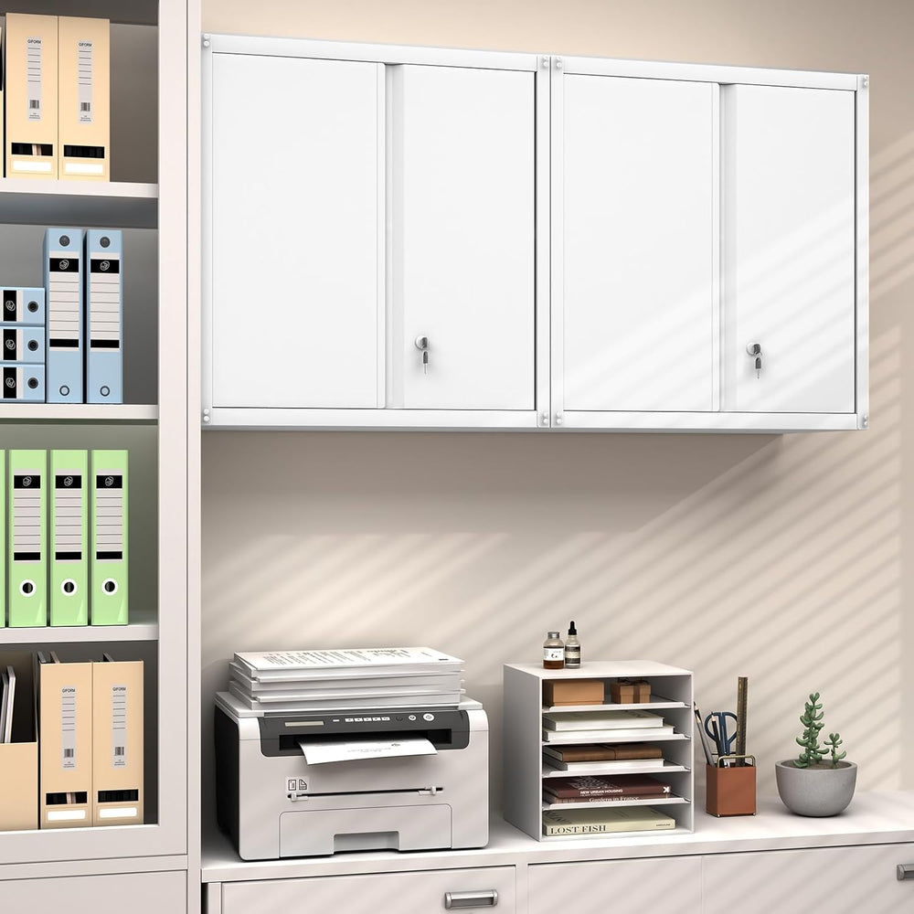 GREATMEET Metal Wall Cabinet, Wall Mounted Storage Cabinet with Lock for Gara...