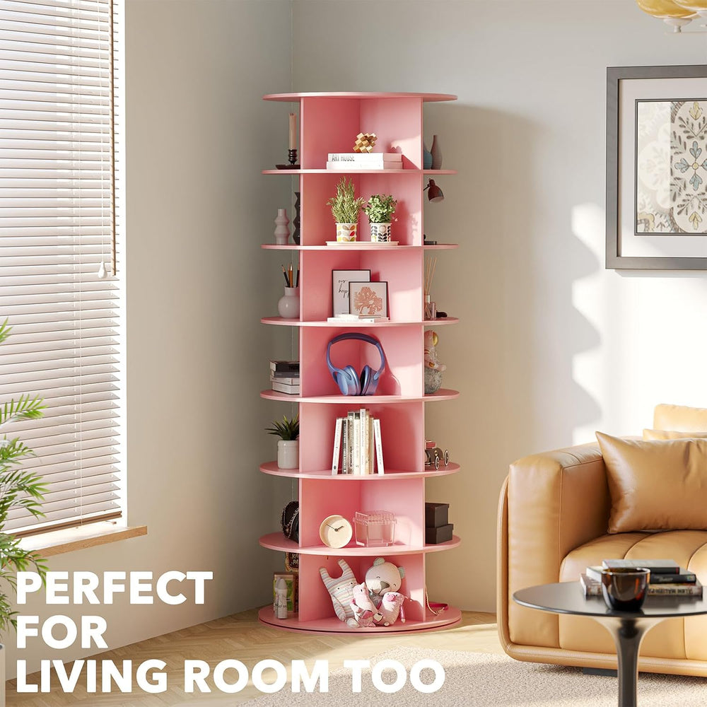 SpaceAid 7 Tier Rotating Shoe Rack Tower, Spinning Shoe Display Lazy Susan, R...
