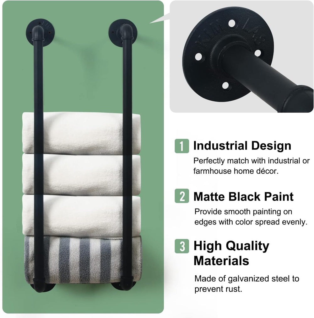 HouseAid Industrial Pipe Towel Rack, Farmhouse Bathroom Towel Storage Holder,...