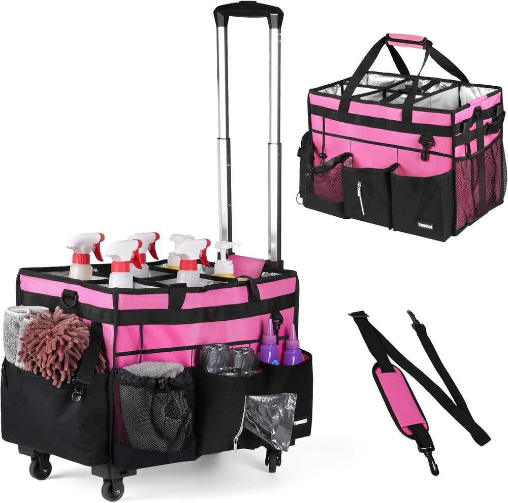 Extra-Large Rolling Cleaning Caddy with Wheels,Cleaning Caddy Bag with Detach...