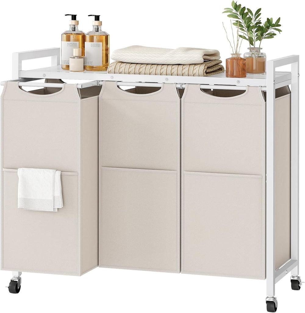 HOOBRO Laundry Sorter 3 Section, Laundry Hamper with Wheels, 3 × 11.5 Gal (43...