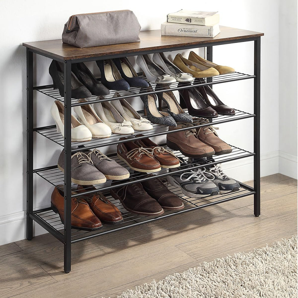 5-Tier Shoe Rack Organizer, Metal Mesh Shoe Storage Shelf, for Entryway, Hall...