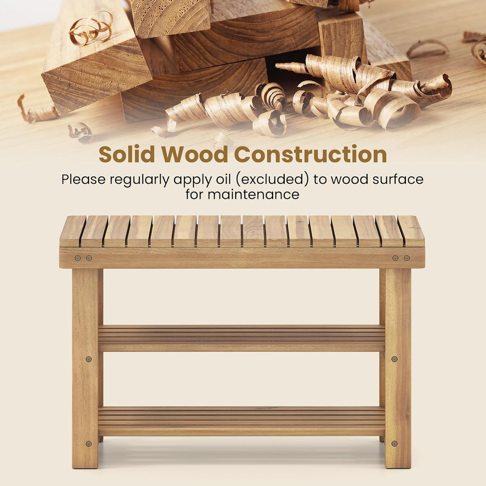GOFLAME Wooden Shoe Rack Bench, 3-Tier Free Standing Entryway Bench Seat with...