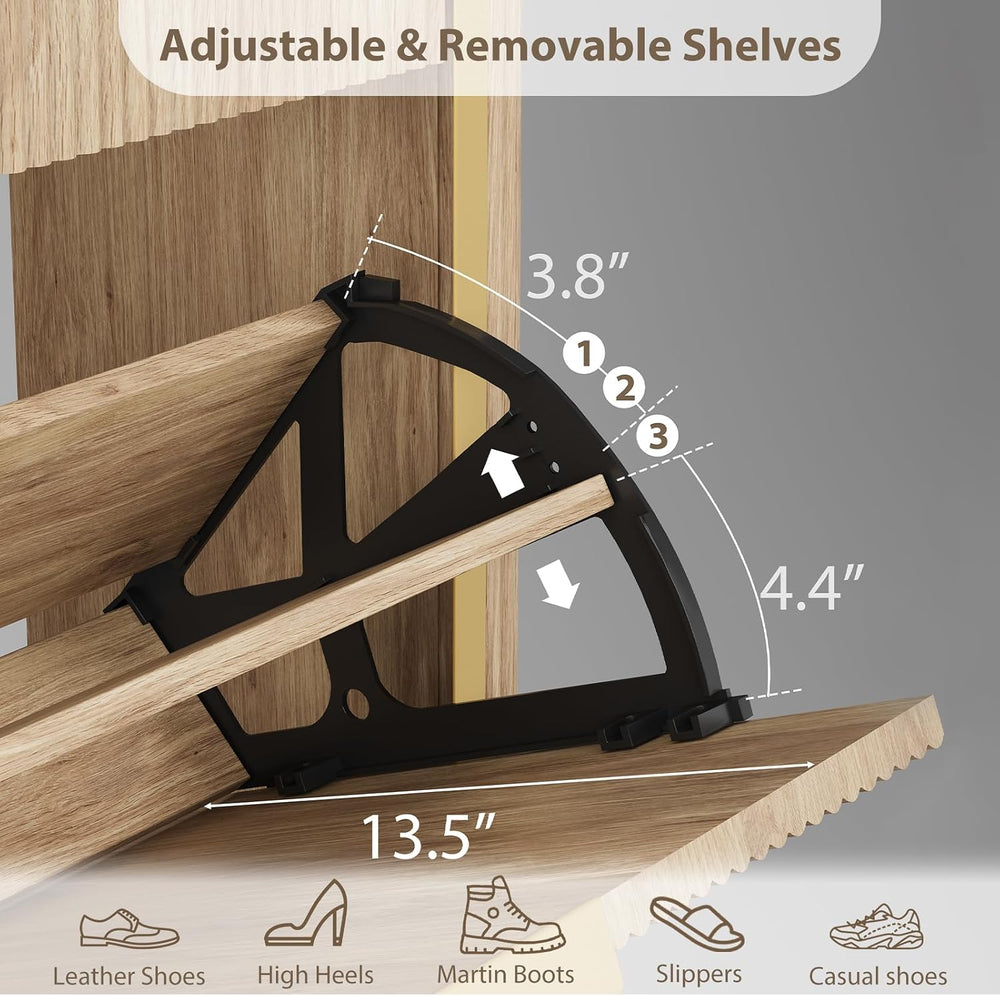 Fluted Shoe Storage Cabinet with 4 Flip Drawers & 2 Drawers, Freestanding...