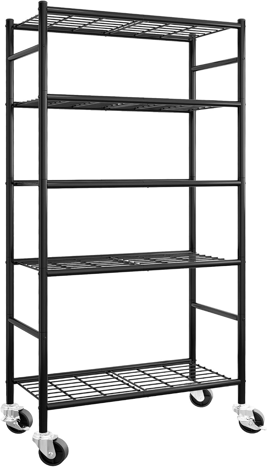Sakugi 5-Tier Storage Shelves 33.1" x12.6" x73.5" Black with W...
