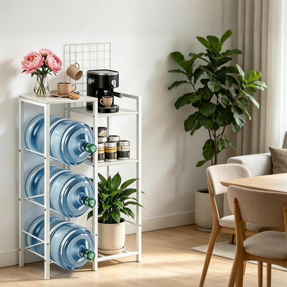 5 Gallon Water Bottle Holder Tall Water Jug Rack with Storage Shelves, Heavy-...