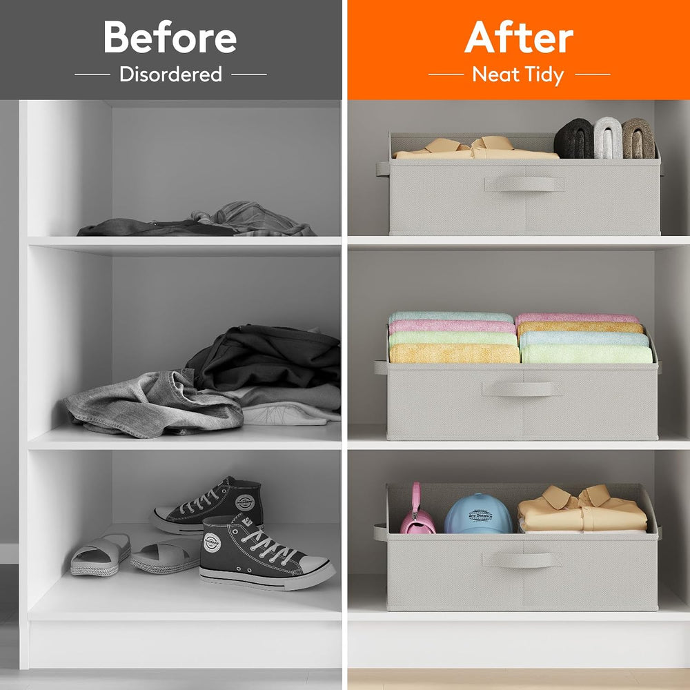 Lifewit Trapezoid Closet Storage Bin for Shelf, 6 Packs 23L, Light Gray