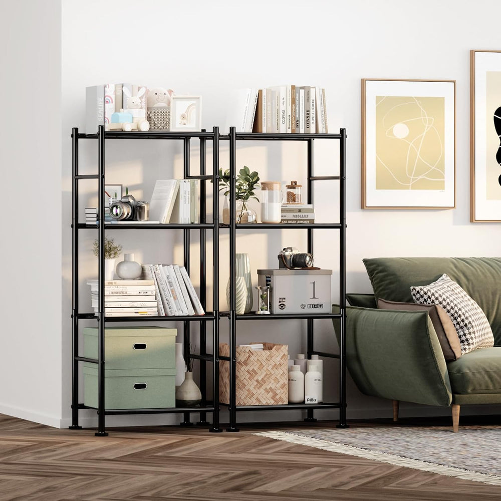Sakugi Storage Shelves - Set of 2, 4-Tier Metal Shelf Organizer, Space-Saving...