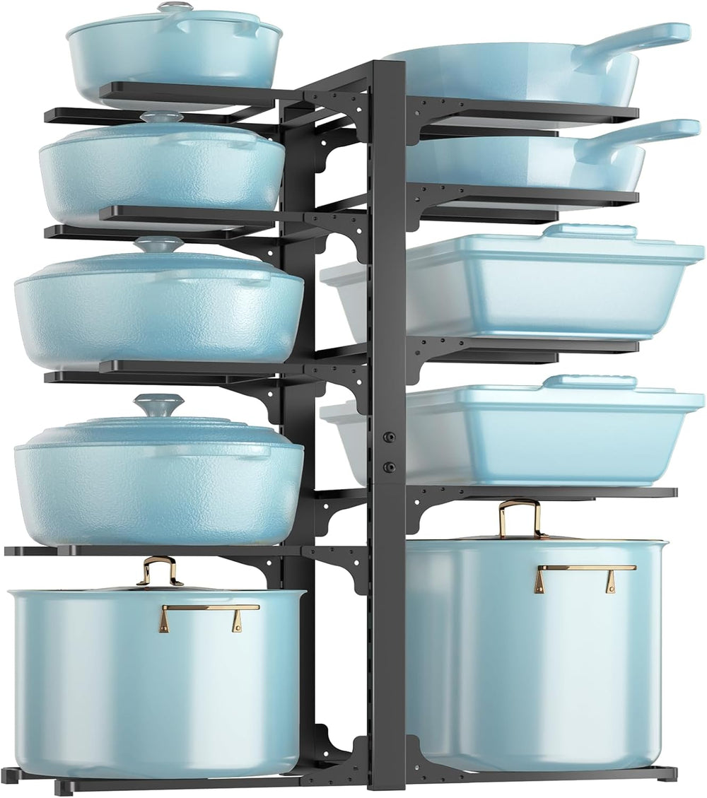 MUDEELA 10-Tier Pots and Pans Organizer Rack, 23.62" H for Cast-iron Pans