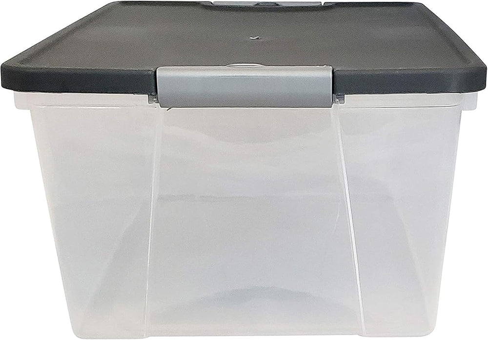 HOMZ Secure Latch, Clear Plastic Storage Organizer Bins, 15 Quart, 4 Pack