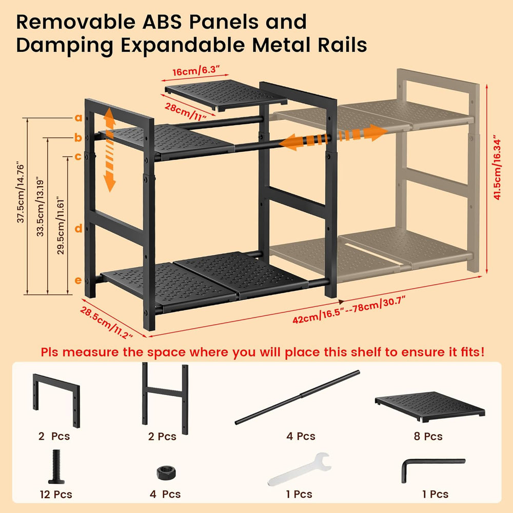 Under Sink Organizer and Storage 16.5"-30.7" Expandable Length, Adj...