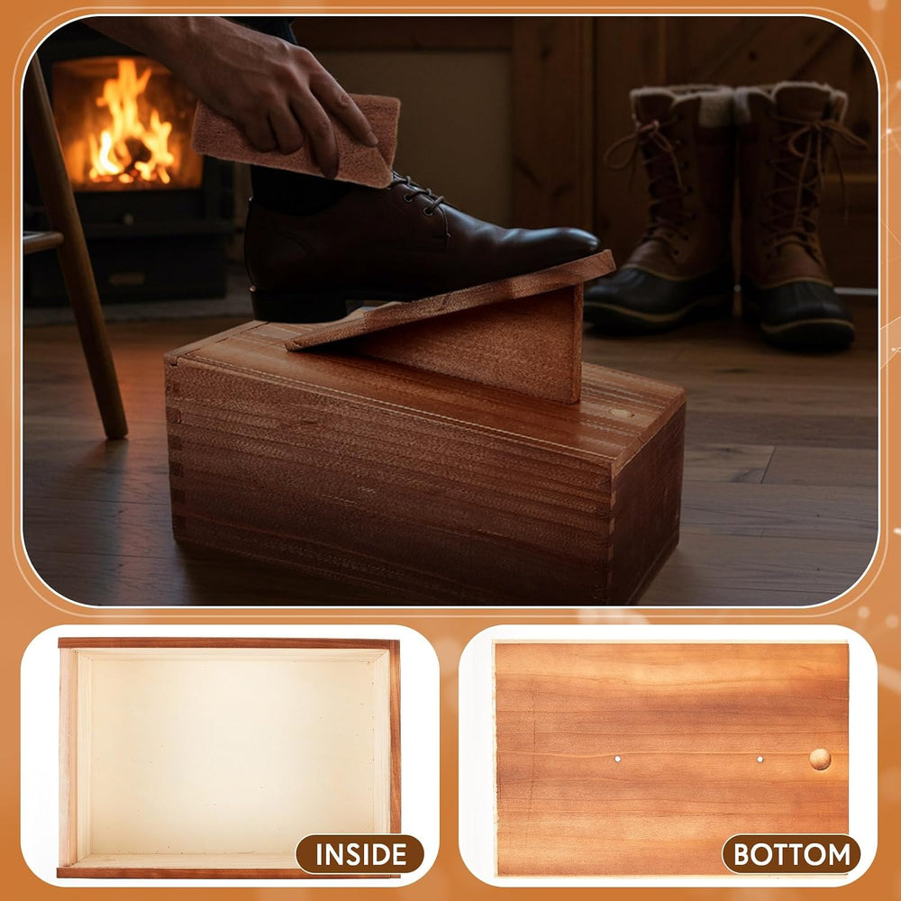 9 Pcs Shoe Shine Valet Box Including 1 Wooden Storage Box, 3 Colors Shoe Crea...