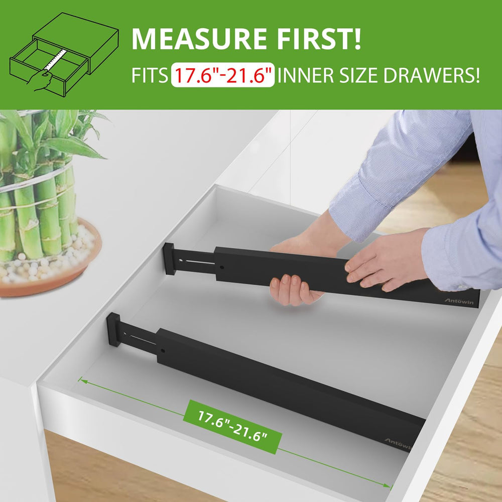 ANTOWIN 6Pcs Expandable Bamboo Drawer Dividers, Fits 17.6-21.6" Drawers