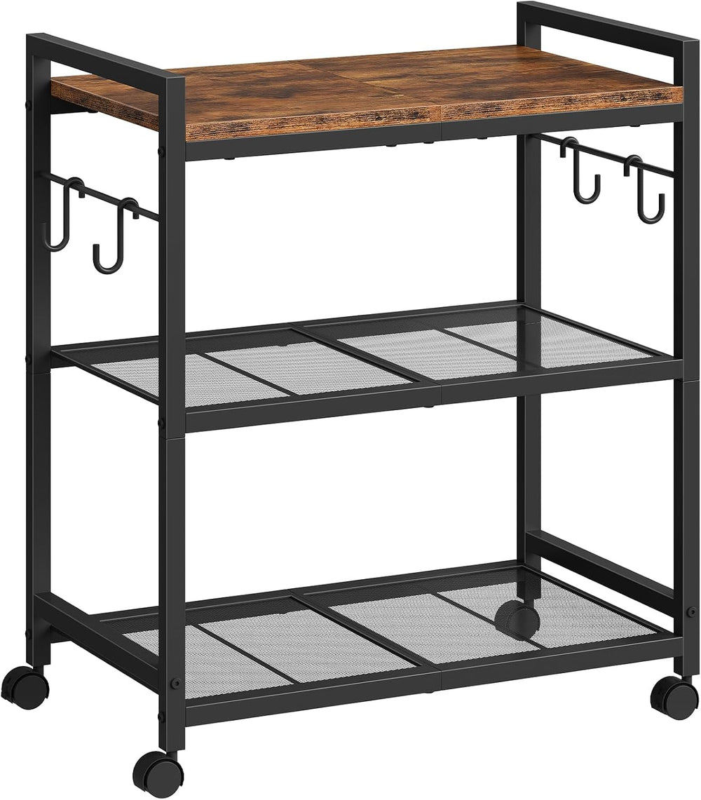 CHOEZON 3-Tier Rolling Bar Cart, Vintage Metal Kitchen Cart with Wheels, Mobi...