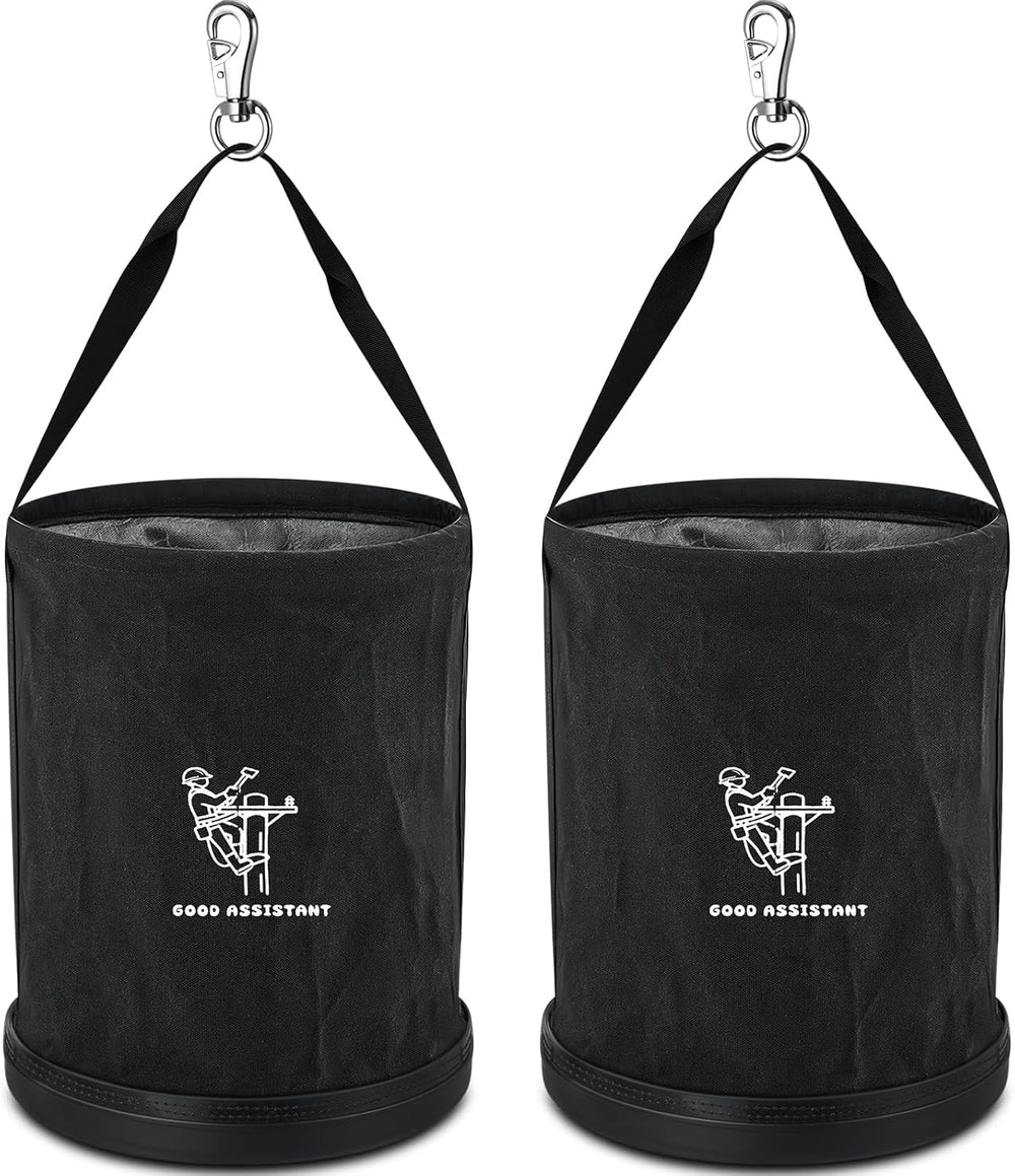 2 Pack 15" x 12" Linemen Canvas Tool Bucket Bag,Black