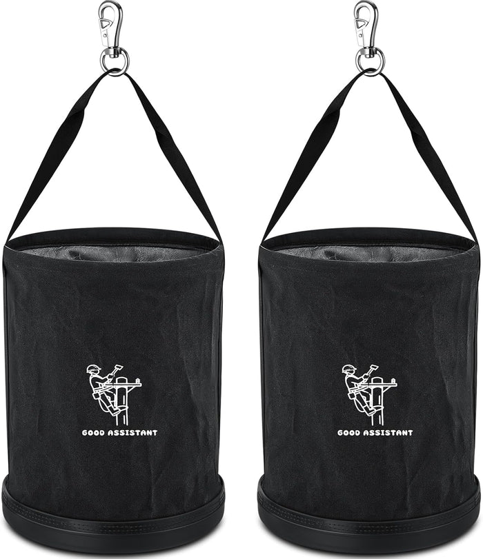 2 Pack 15" x 12" Linemen Canvas Tool Bucket Bag,Black