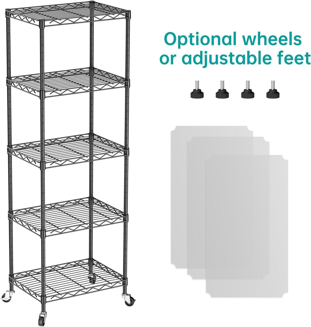 SINGAYE Small 5 Tier Shelves Wire Storage Shelving Adjustable Metal Shelf