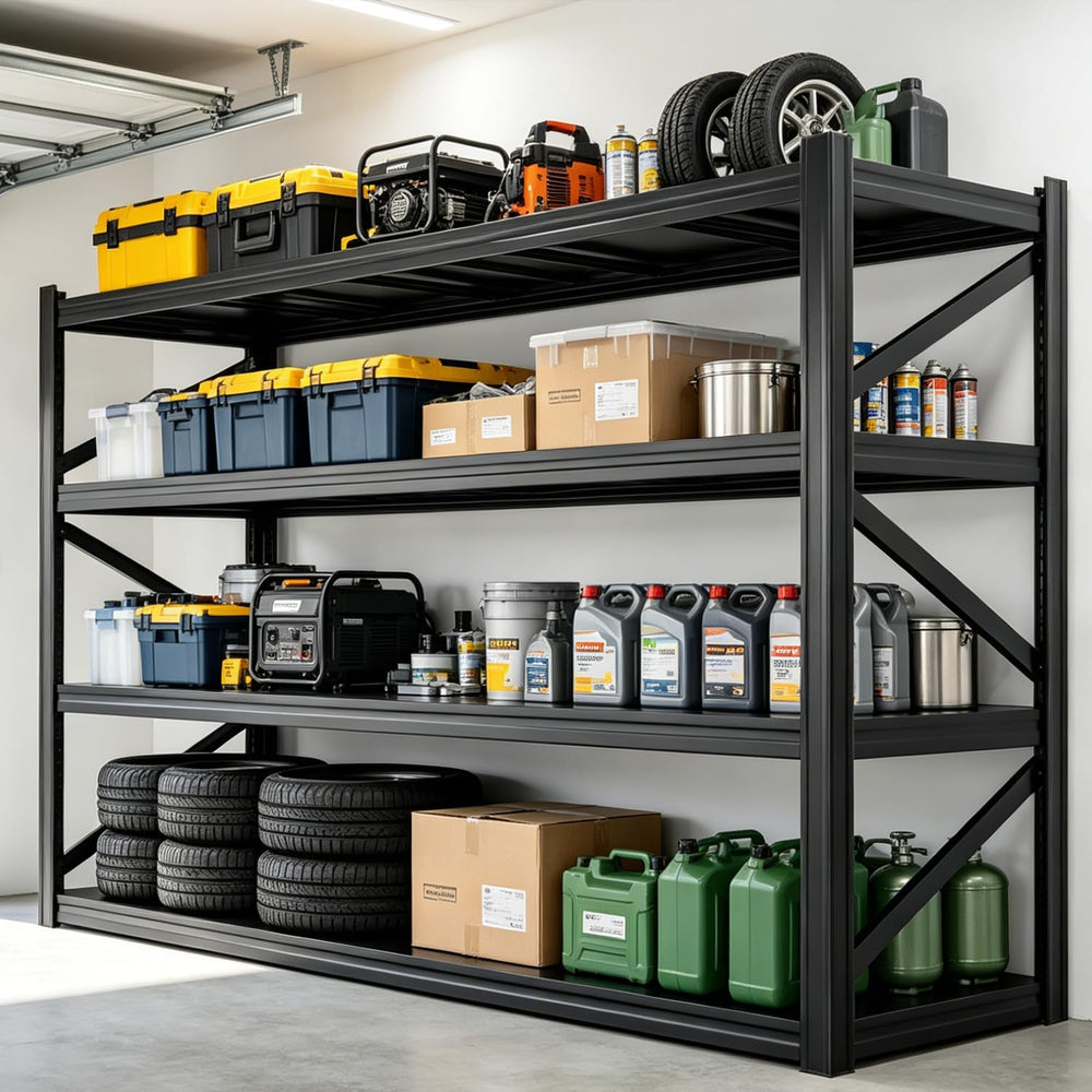 4-Tier Heavy Duty Garage Shelving, 8,000 lbs Capacity Adjustable Metal Storag...