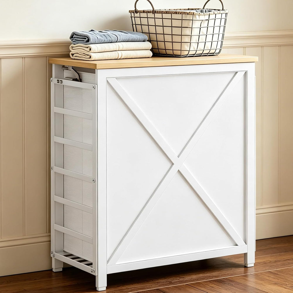 120L Laundry Hamper with Lid, 2-Section Laundry Basket
