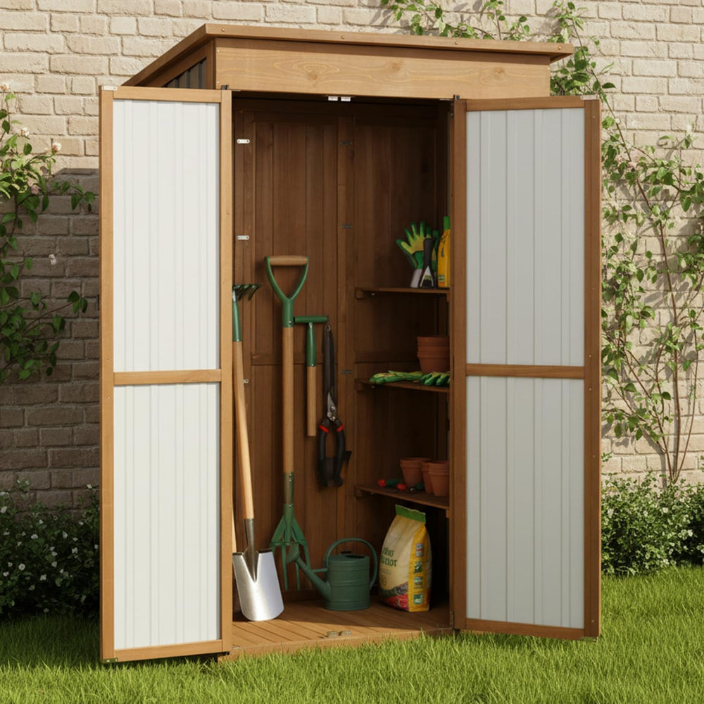 Large Outdoor Storage Cabinet Waterproof with Shelves, Outside Storage Shed T...