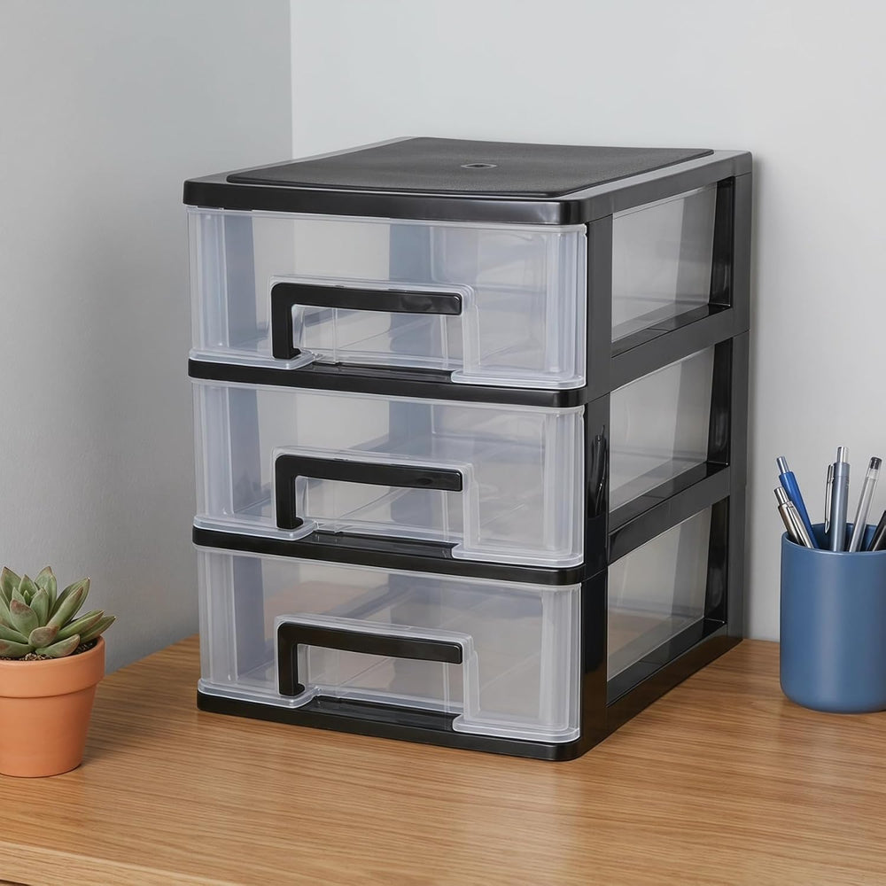 Angoily 3 Tier Plastic Drawer Type Closet, Plastic Home Office Storage Organi...
