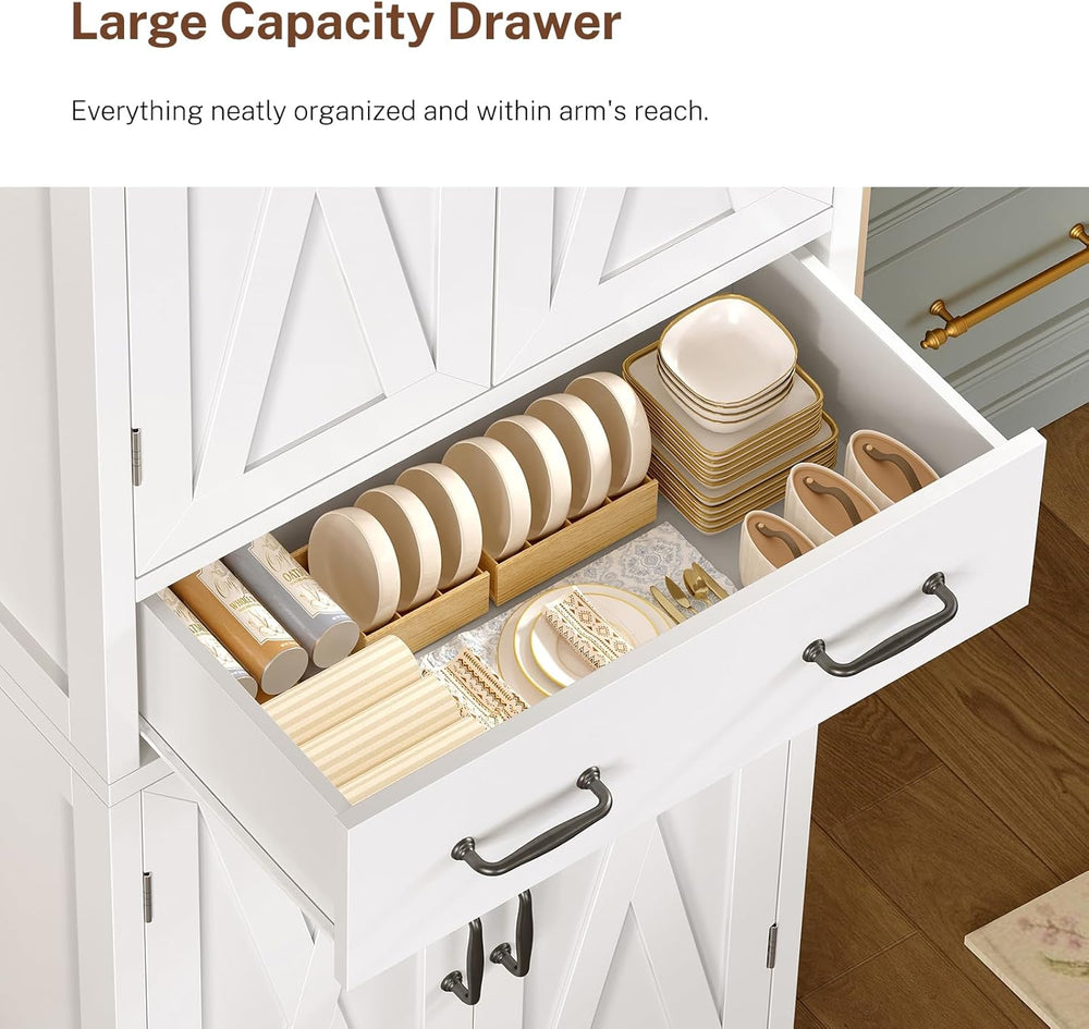 TEENFON Storage Cabinet, Pantry Cabinet with 2 Adjustable Shelves & Large...
