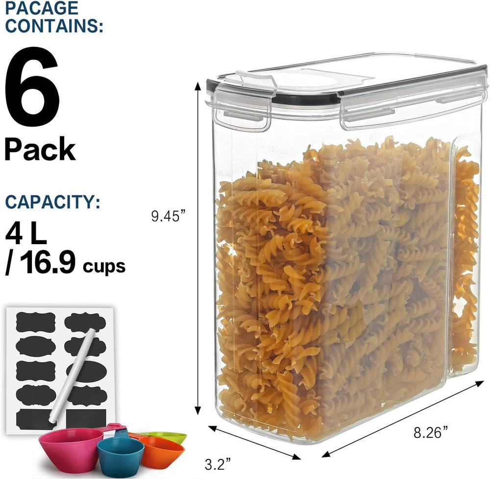 M MCIRCO 6 Piece 4L /135.2oz Cereal Container Set, Food Storage Containers