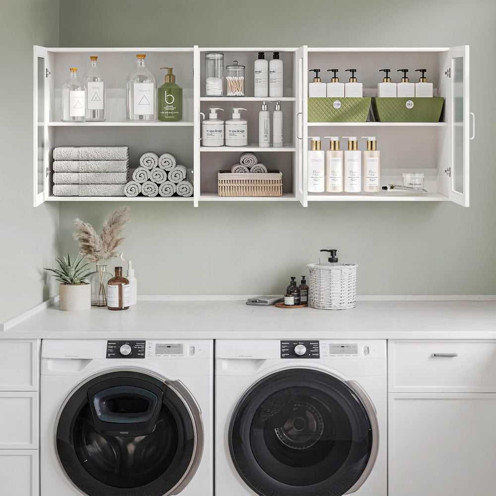 FIMELLO 63’’ Laundry Room Cabinets Shelves Set, Acrylic Door, Adjustable Shel...