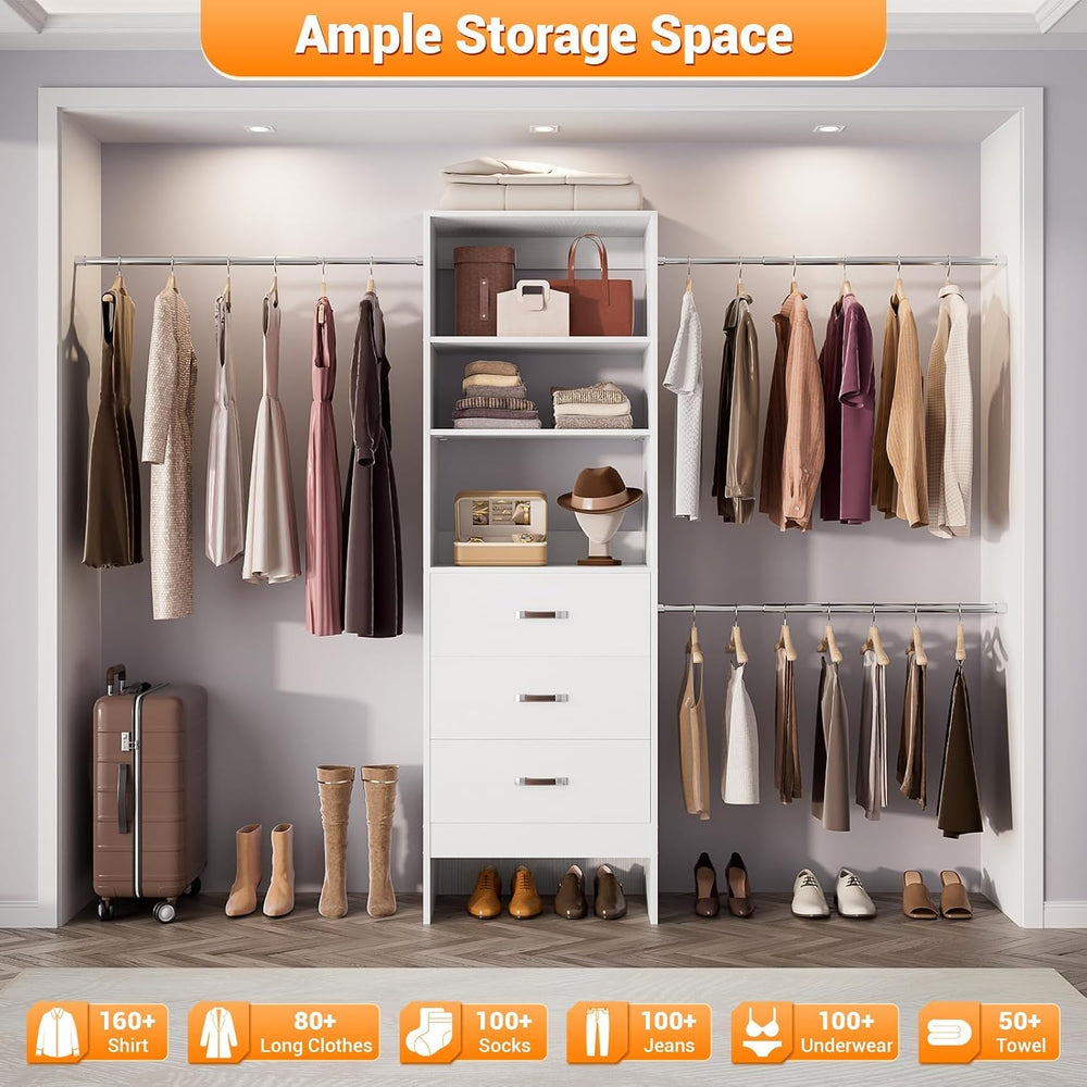 Homieasy 96 Inches Closet Organizer System, 8FT Customizable Walk In Closet O...