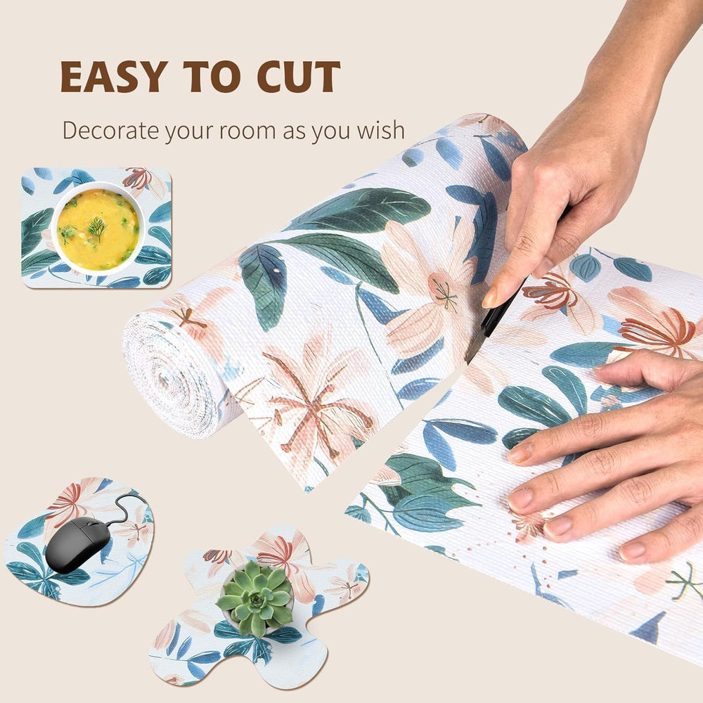 Shelf Liners Thickened Non-Slip Non Adhesive Pastel Floral & Bird Pattern