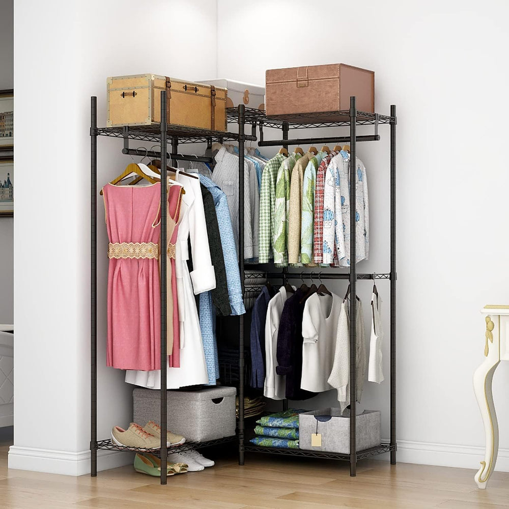 Xiofio Freestanding Heavy Duty Clothes Rack, Wire Clothing Rack with Hanging ...