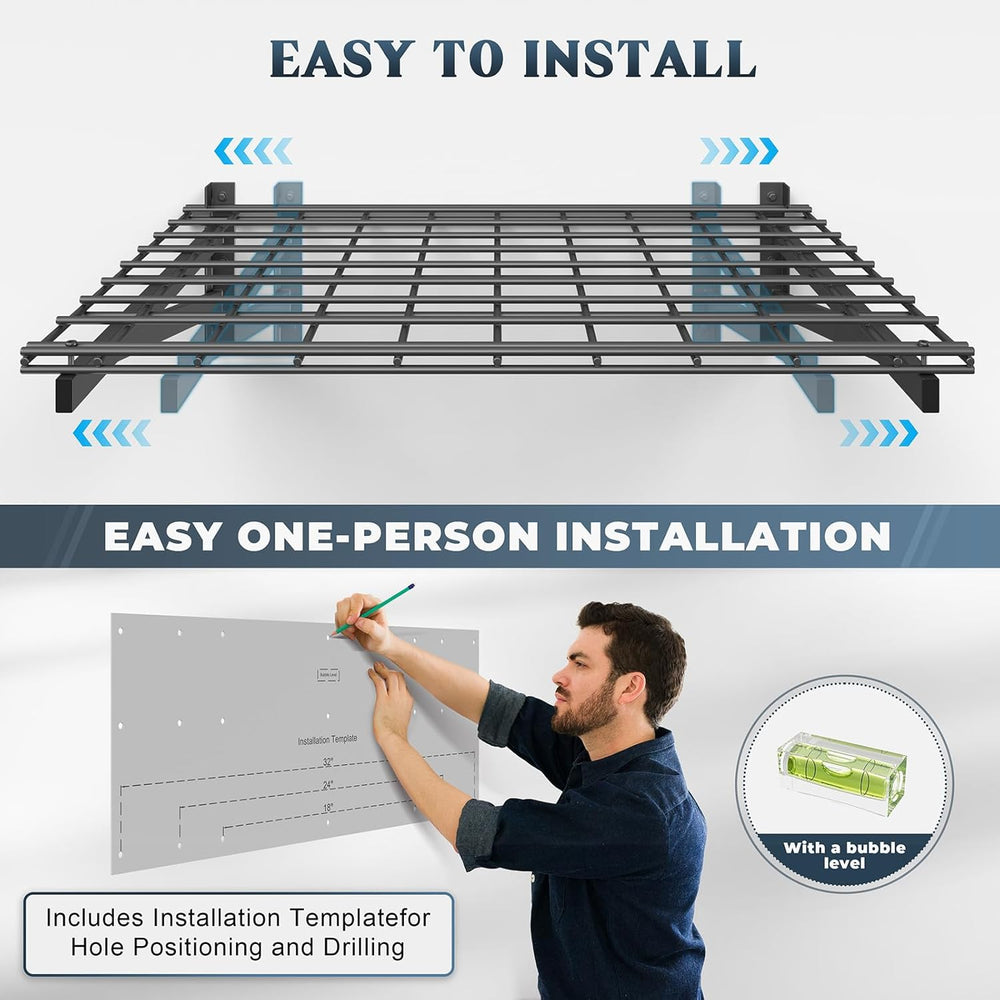 Jusgym 4 Pack Wall Mounted Garage Shelving, 2x3ft, 1400lbs Integrated Grid
