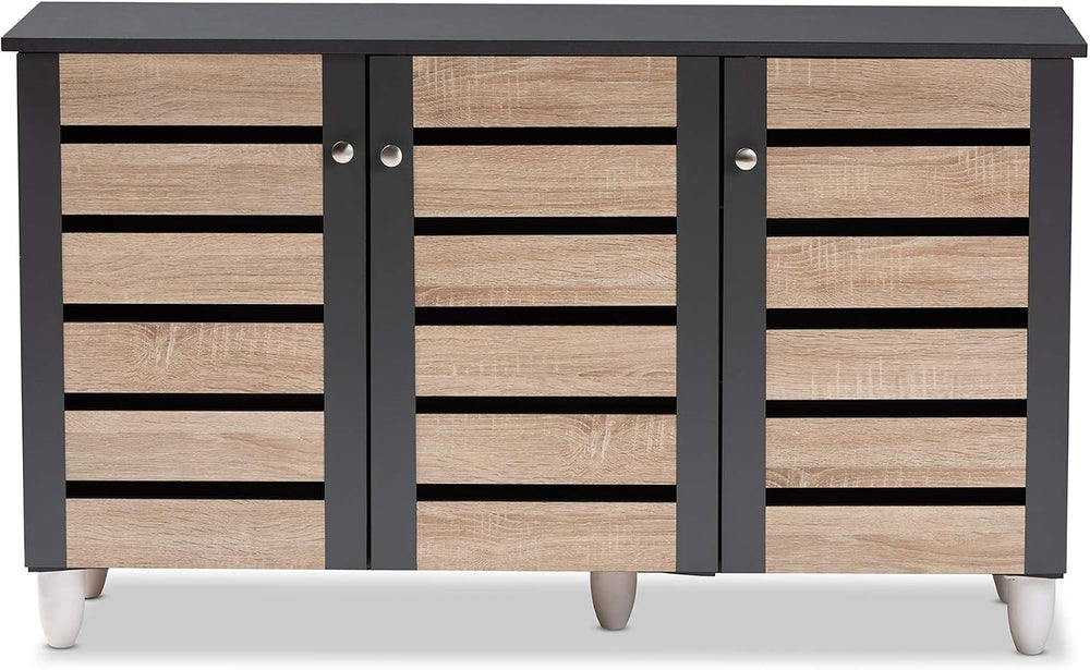 Baxton Studio Shoe Cabinets, One Size, Oak/Dark Gray
