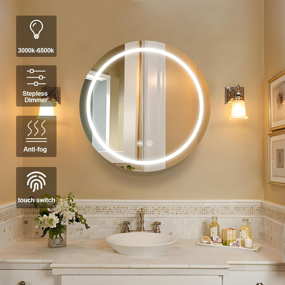 30 inch Round Medicine Cabinet with Lights,Led Medicine Cabinet with Defogger...