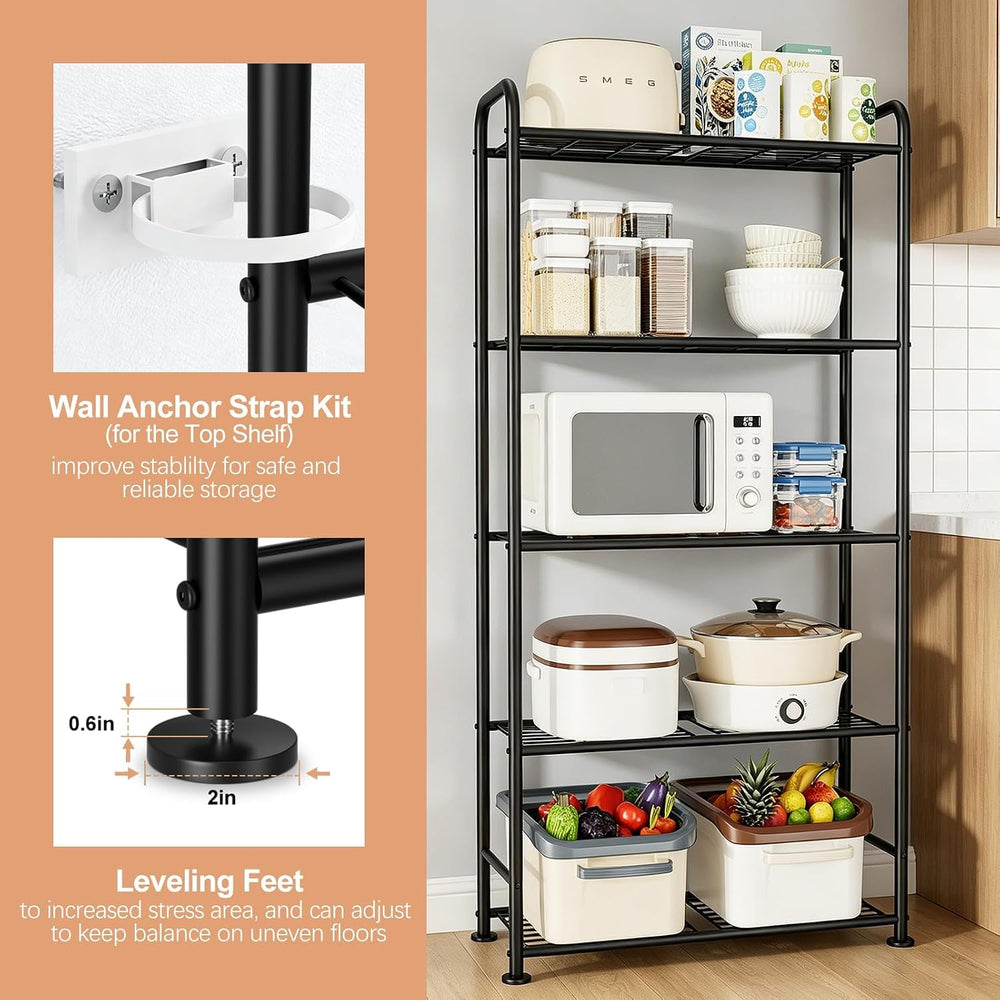 VTRIN Storage Shelves, 5 Tier Garage Shelving with Leveling Feet, Sturdy Meta...