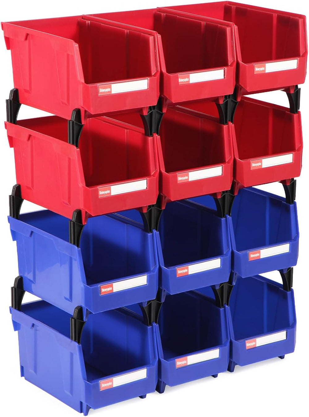 12 Packs Stackable Storage Bins, 7" x 5" x 4" Parts Bin,