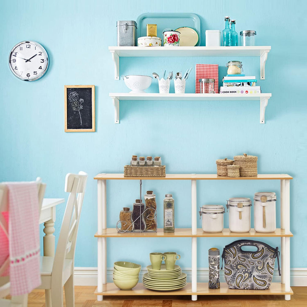 Furinno TURN-N-TUBE Storage Shelves, 3-Tier 47.4 Wide Book Shelf, Corner Shel...
