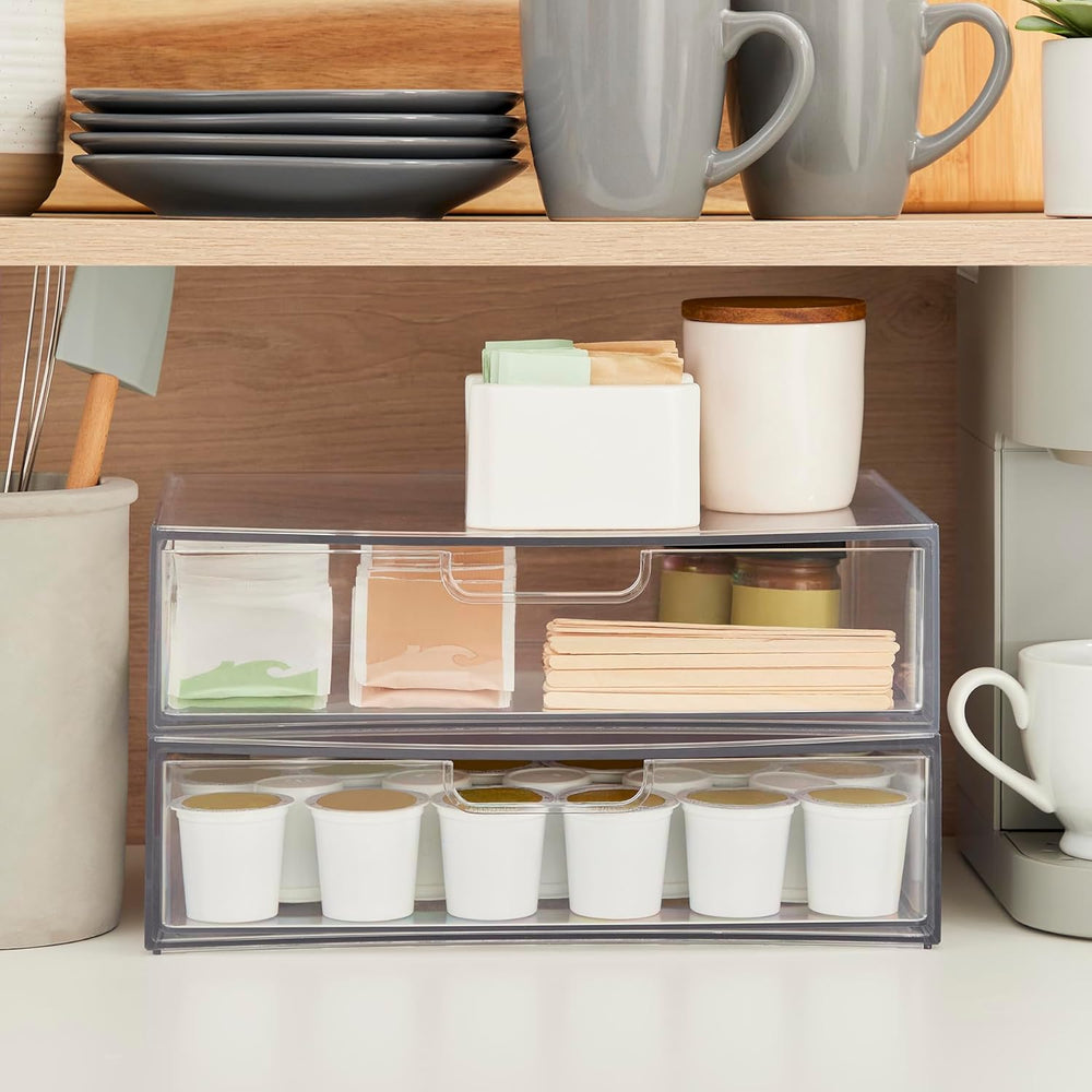 STORi STAX Plastic Stackable Organizer Drawers (Set of 2) Clear | 12.5" ...